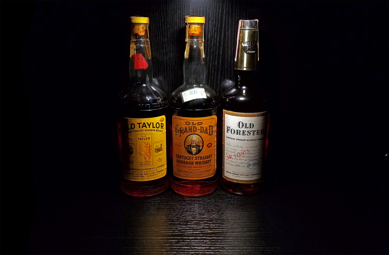 Old Taylor Old Grand Dad Old Forester Bourbon Whiskey